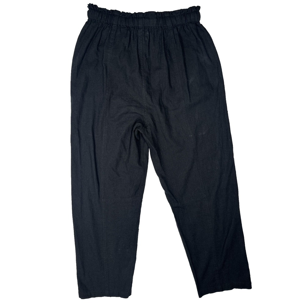 Elan Black Cotton Flax Blend Ankle Casual Pants Sz: S - Picture 2 of 4